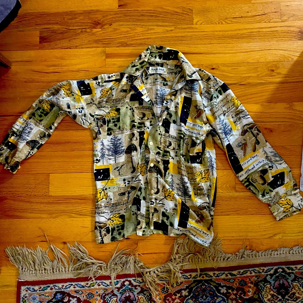 Vintage Silk Button Down Shirt - Multicolor